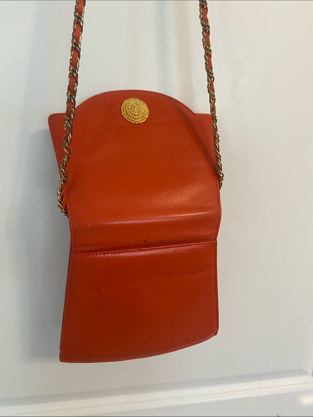 Monet Orange Leather Crossbody with Gold Medallion - Picture 4 of 4